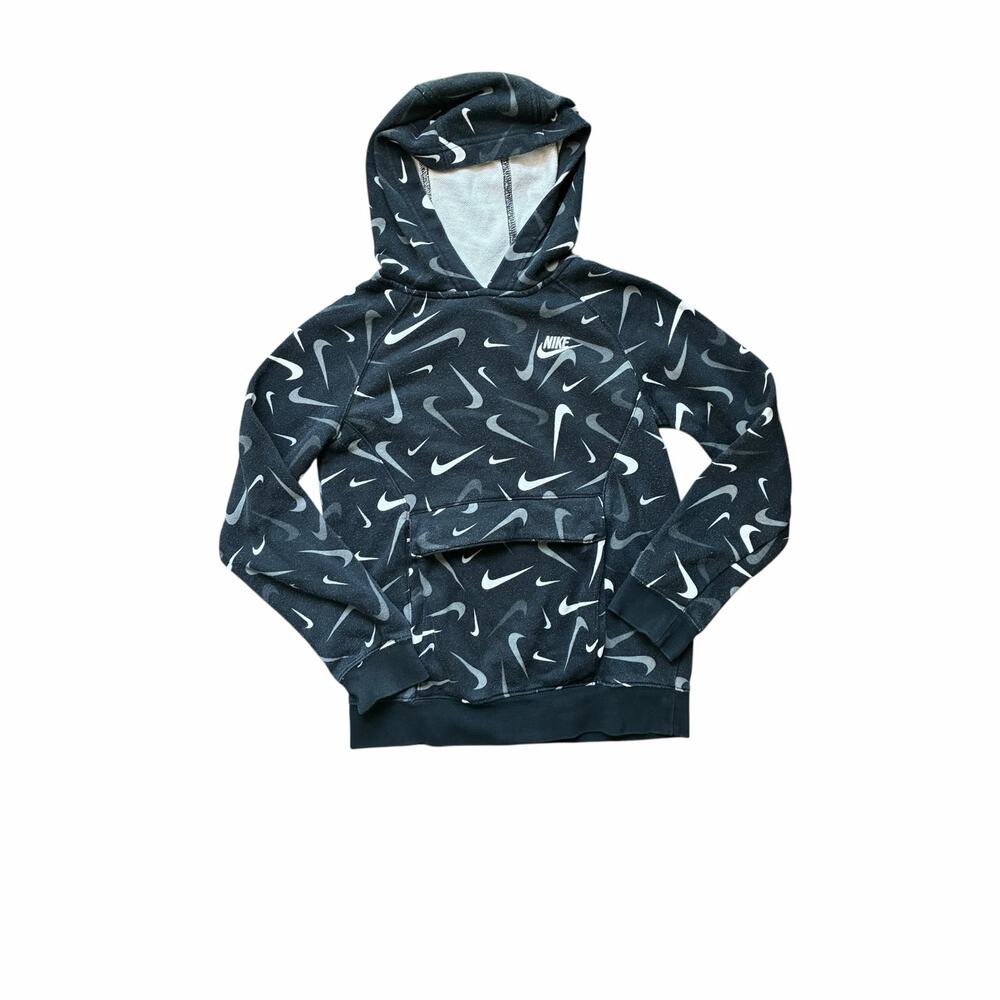 Nike Black and White Swoosh Hoodie Sweatshirt